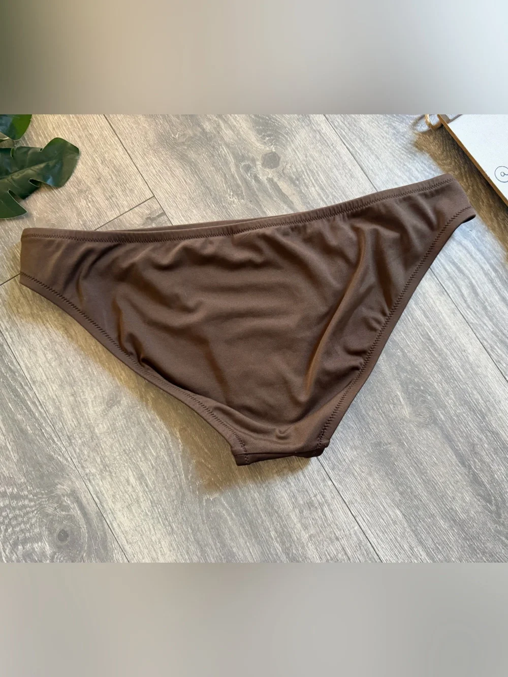 J. Crew Solid Chocolate Brown Bikini Bottom with Ruched Sides. Size L